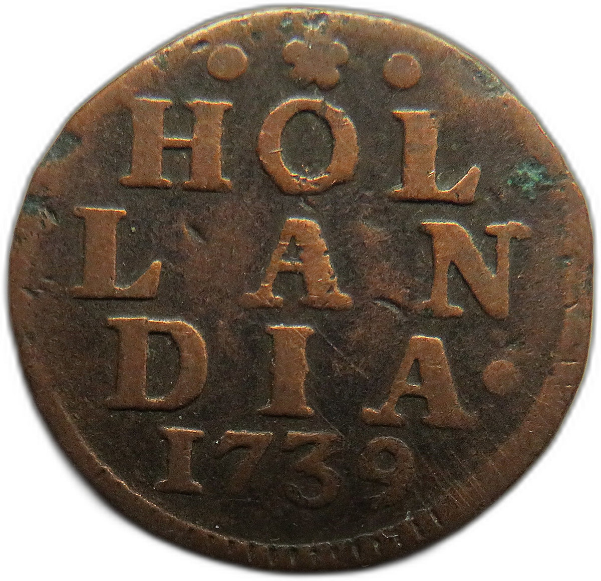 1739 Netherlands Holandia (Holland) One Duit Coin