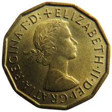 Load image into Gallery viewer, 1967 Queen Elizabeth II Brass Threepence Coin In High Grade
