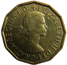 Load image into Gallery viewer, 1967 Queen Elizabeth II Brass Threepence Coin In High Grade
