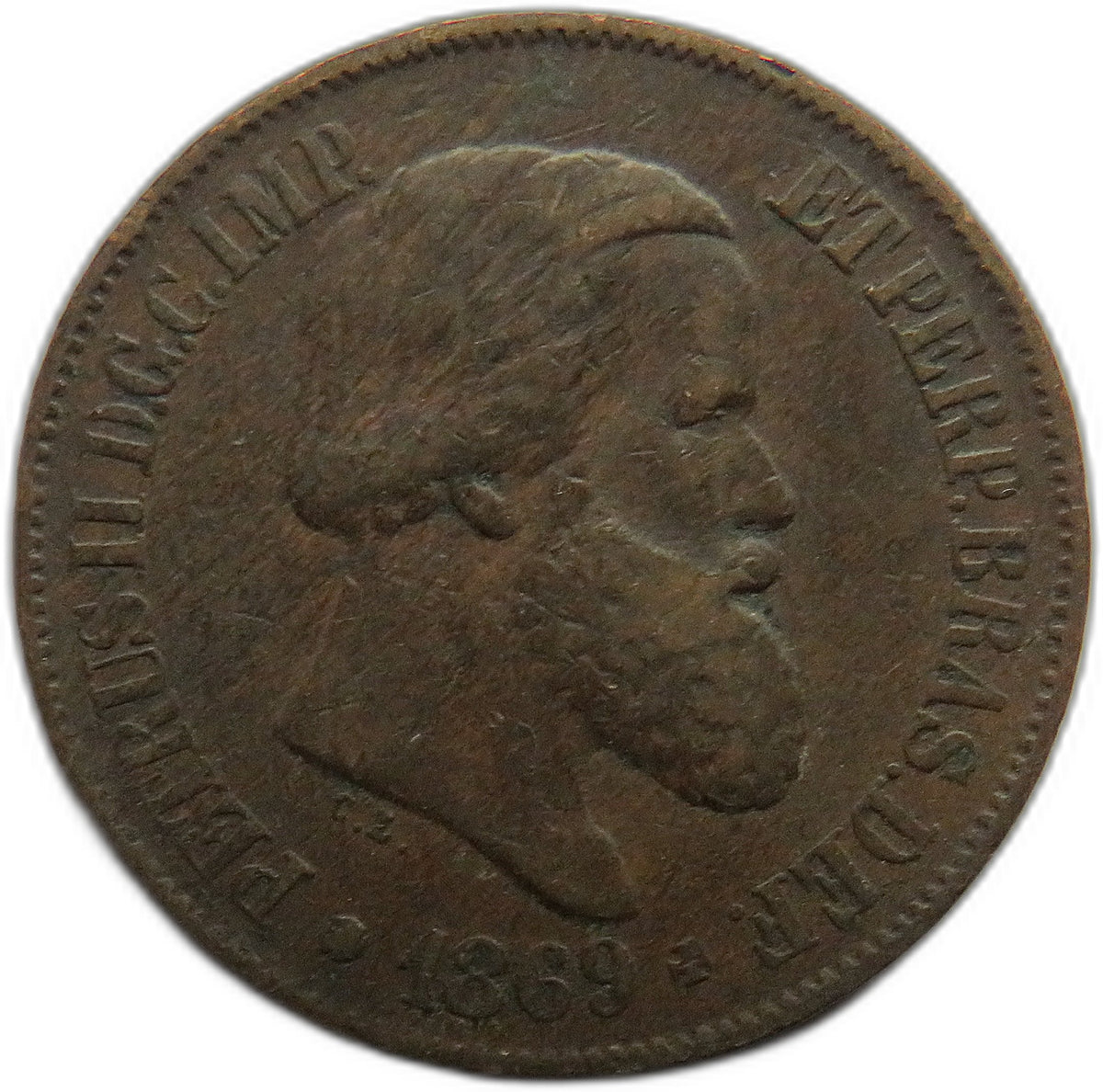 1869 Brazil 20 Reis Coin