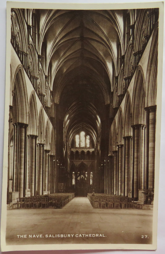 Vintage Postcard of The Nave, Salisbury Cathedral 1950