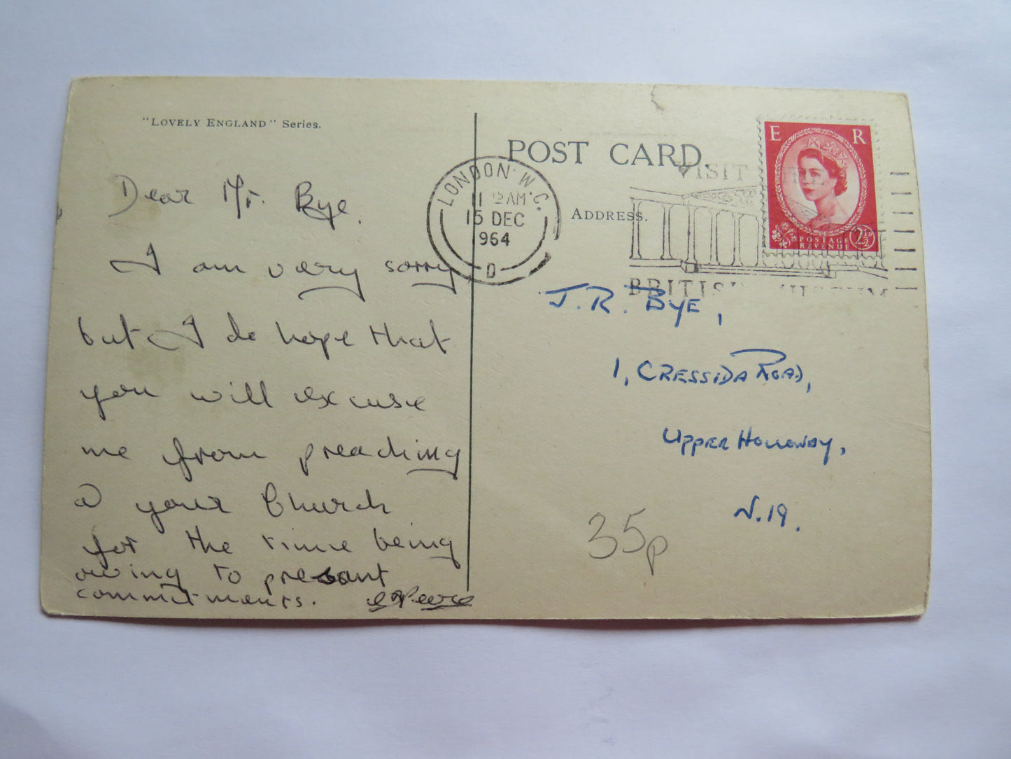 Vintage Postcard of The Abbot's Tribunal Glastonbury 1964
