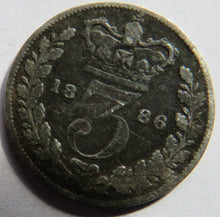 Load image into Gallery viewer, 1886 Queen Victoria Young Head Silver Threepence Coin - Great Britain
