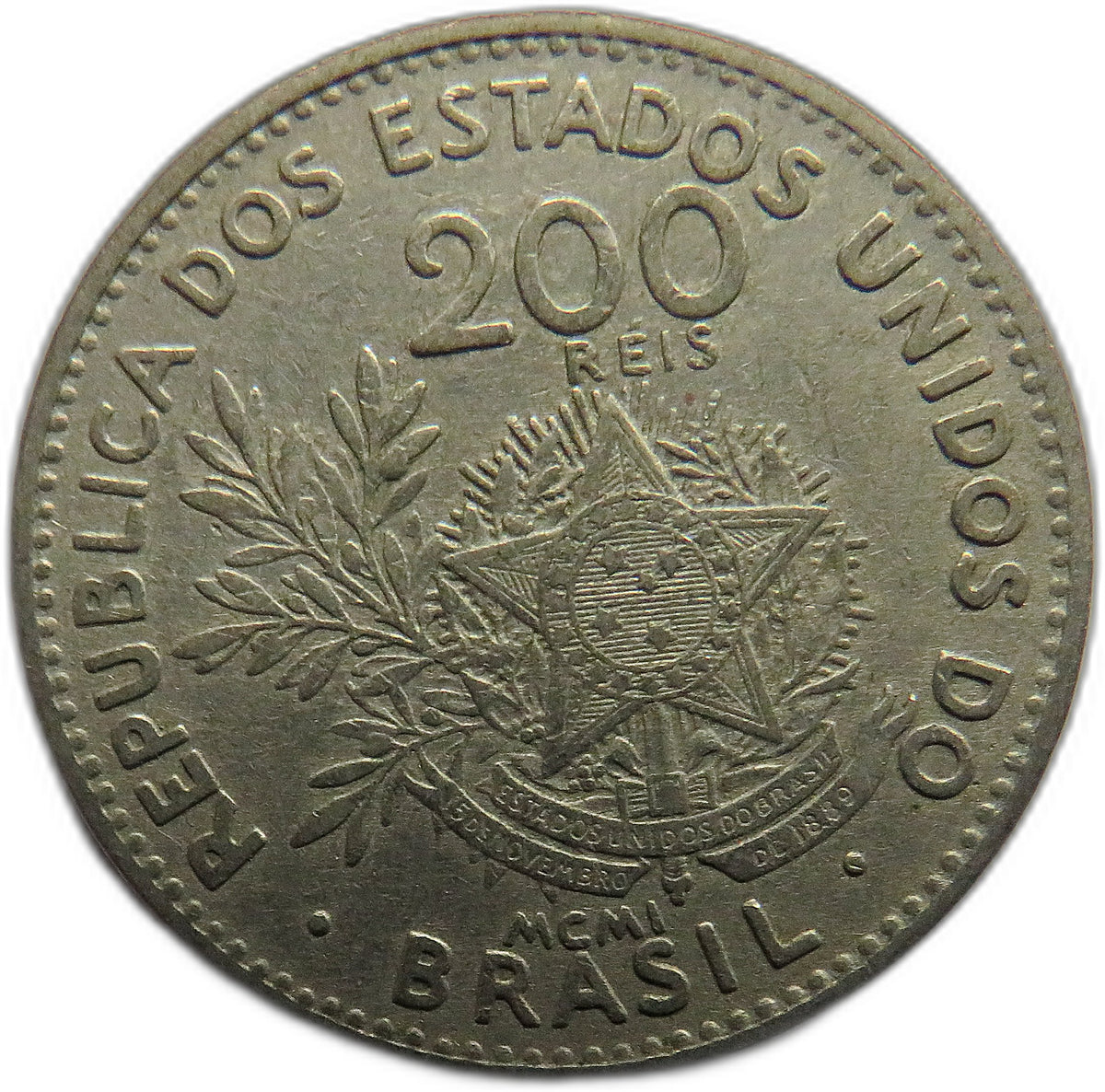 1901 Brazil 200 Reis Coin