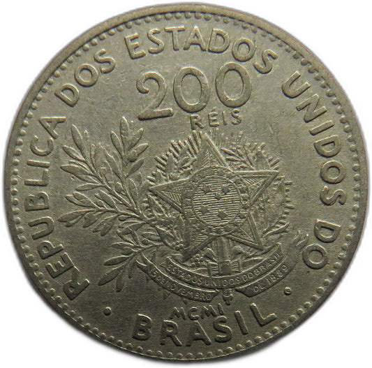 1901 Brazil 200 Reis Coin