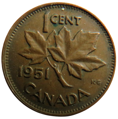 1951 King George VI Canada One Cent Coin