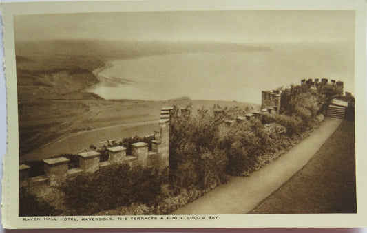 Vintage Postcard of Raven Hall Hotel, Ravenscar, The Terraces &amp; Robin Hood's Bay