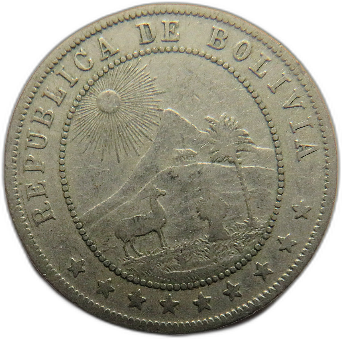 1902 Bolivia 10 Centavos Coin