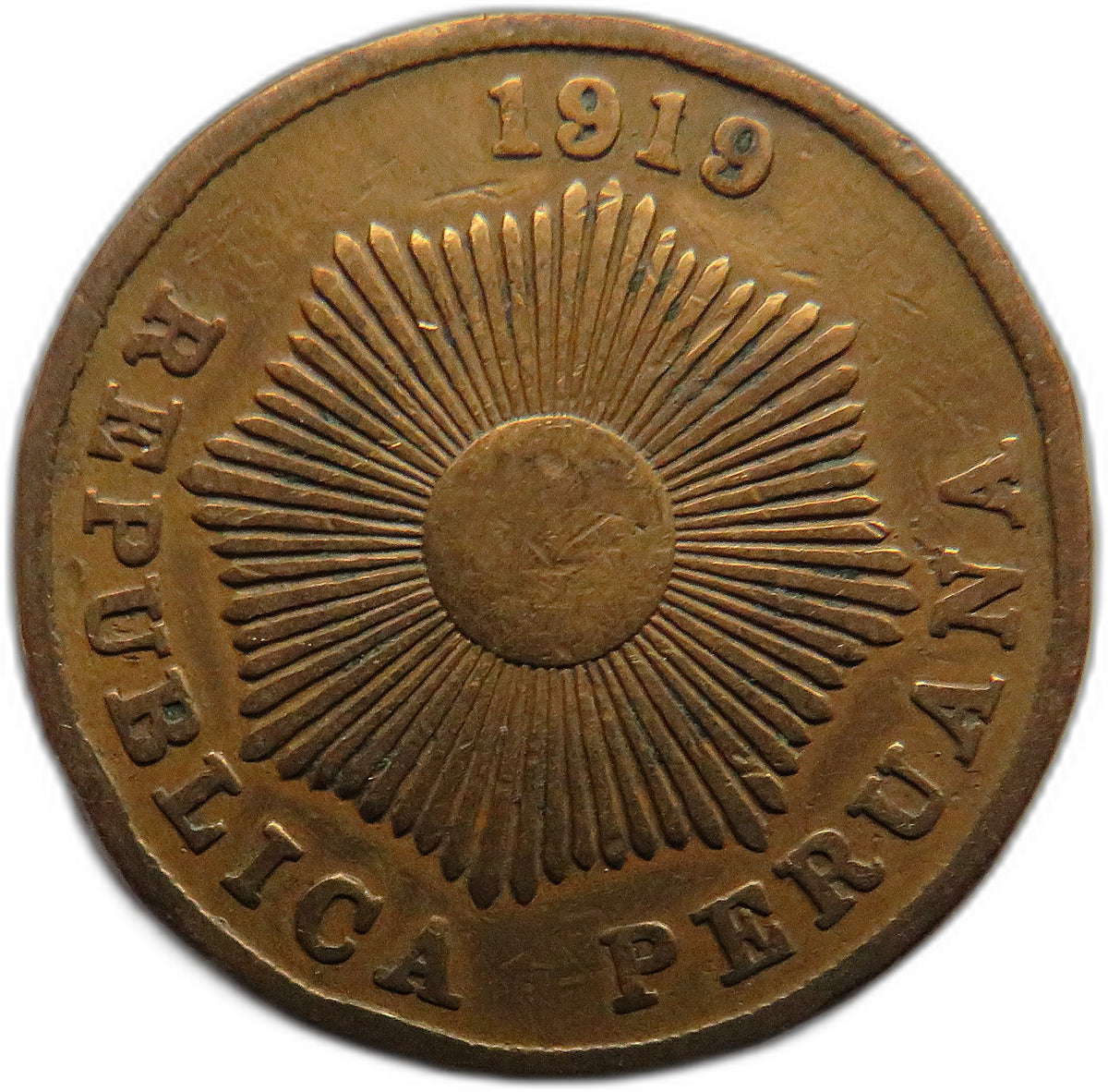1919 Peru 2 Centavos Coin