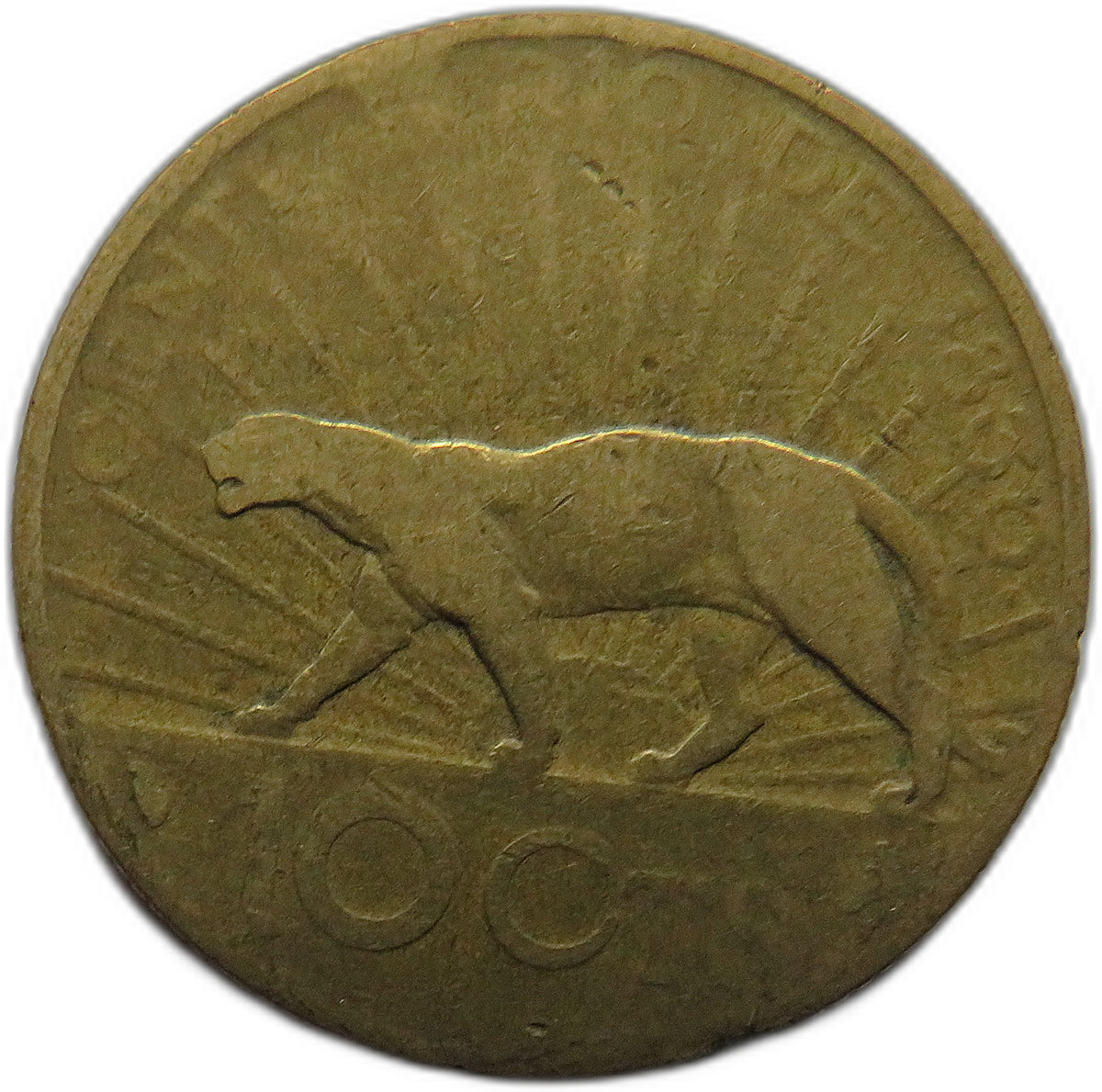1930 Uruguay 10 Centesimos Coin