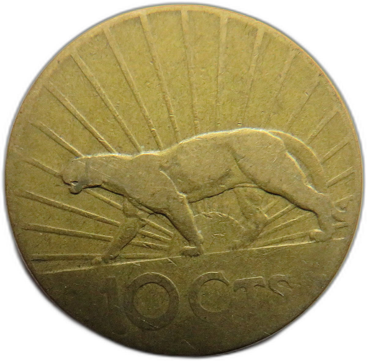 1936 Uruguay 10 Centesimos Coin