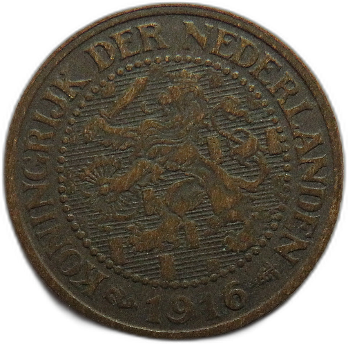 1916 Netherlands 2 & 1/2 Cents Coin