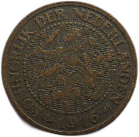 1916 Netherlands 2 & 1/2 Cents Coin