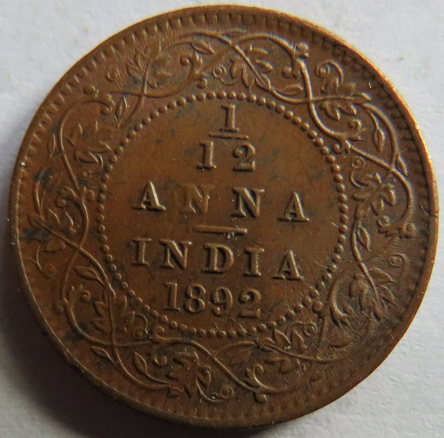 1892 Queen Victoria India 1/12th Anna Coin
