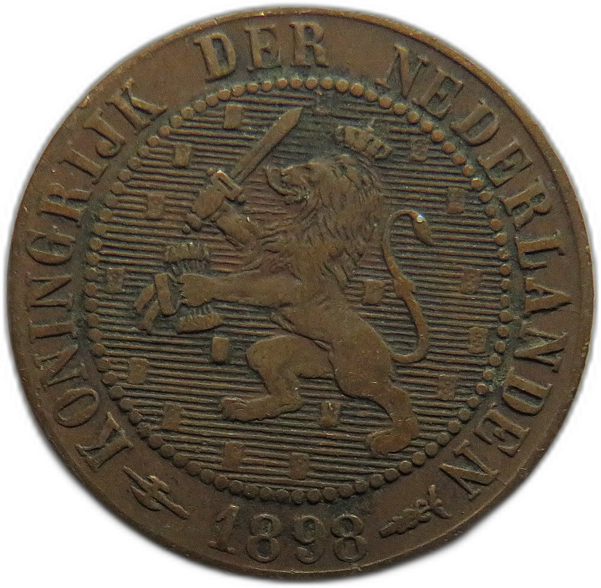 1898 Netherlands 2 & 1/2 Cents Coin Key Date