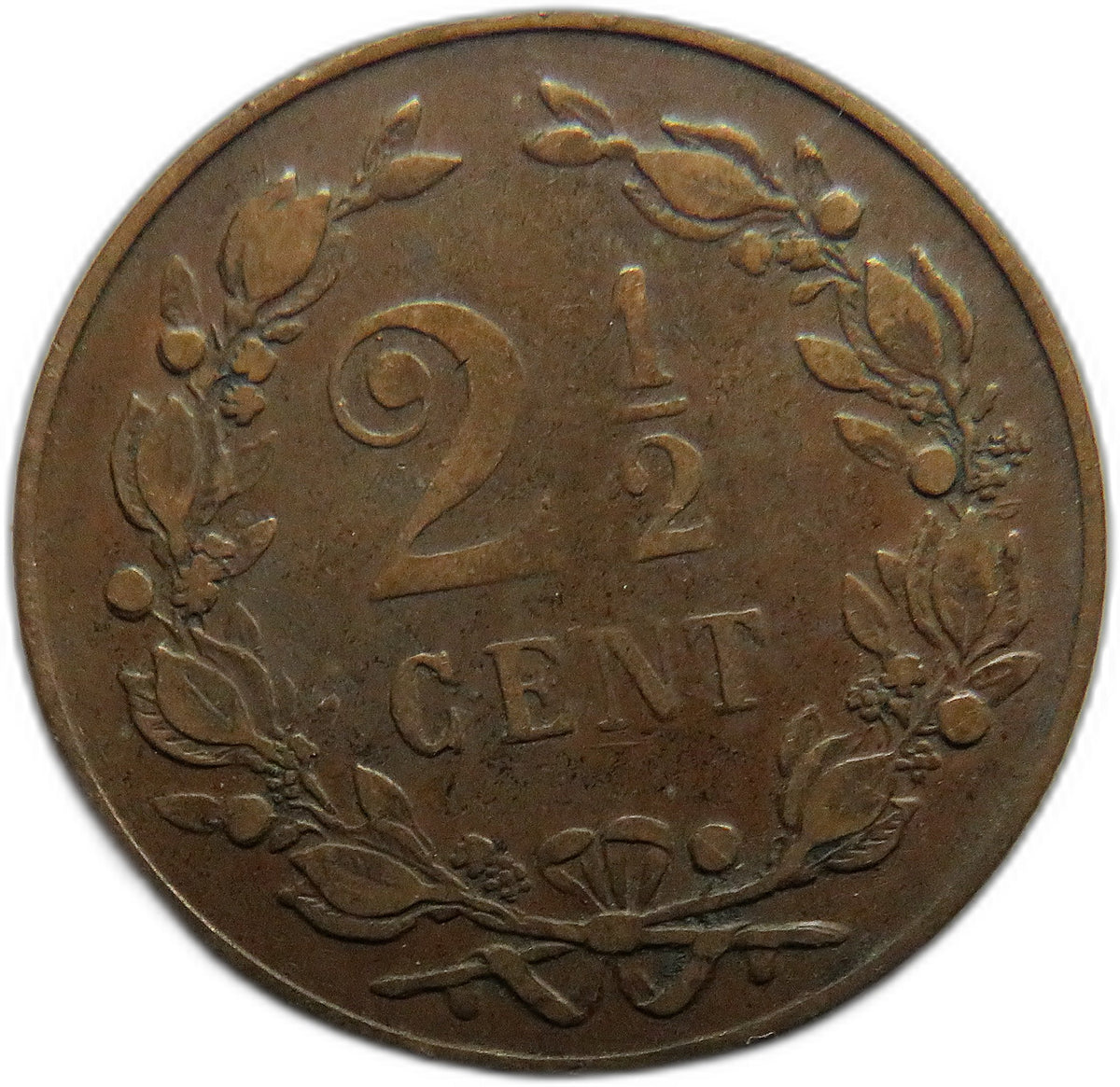 1898 Netherlands 2 & 1/2 Cents Coin Key Date