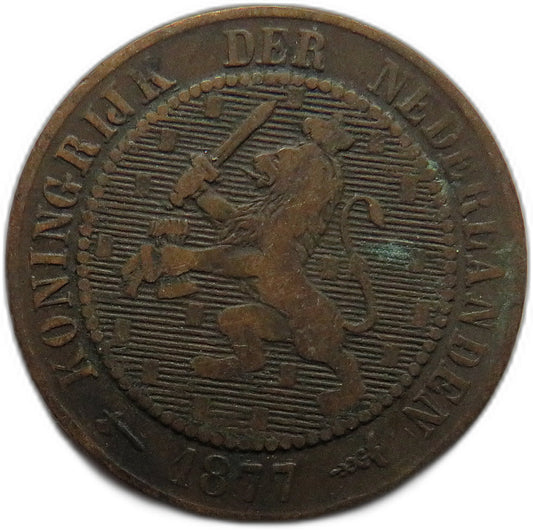 1877 Netherlands 2 & 1/2 Cents Coin