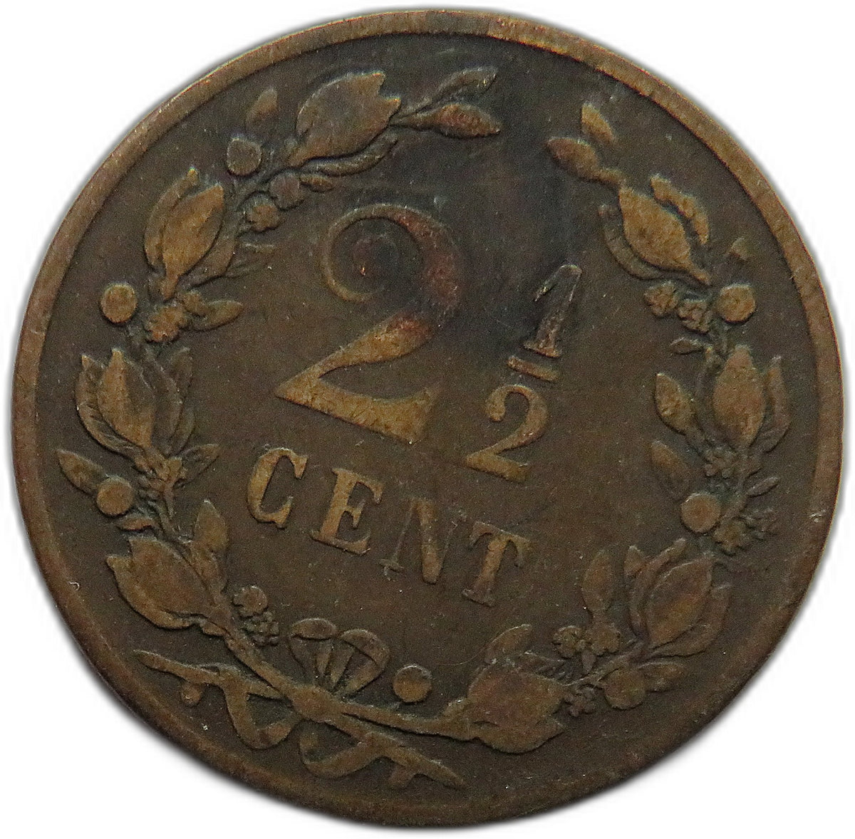1877 Netherlands 2 & 1/2 Cents Coin