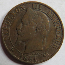 Load image into Gallery viewer, 1861-K France Napoleon III 5 Centimes Coin
