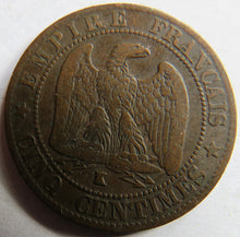 Load image into Gallery viewer, 1861-K France Napoleon III 5 Centimes Coin
