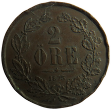 Load image into Gallery viewer, 1873 Sweden 2 Ore Coin
