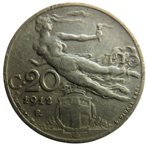 1912 Italy 20 Centesimi Coin