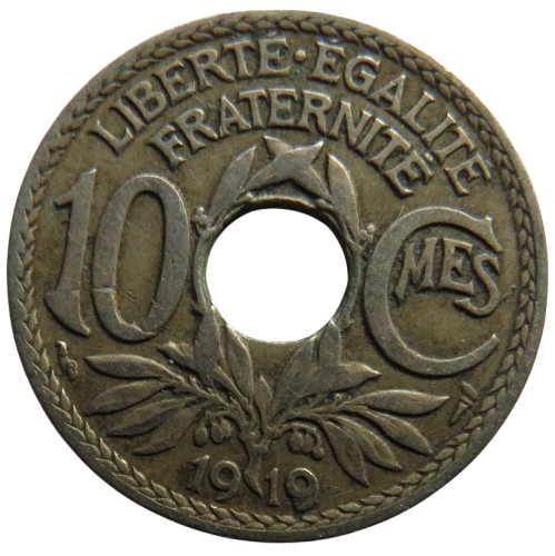 1919 France 10 Centimes Coin