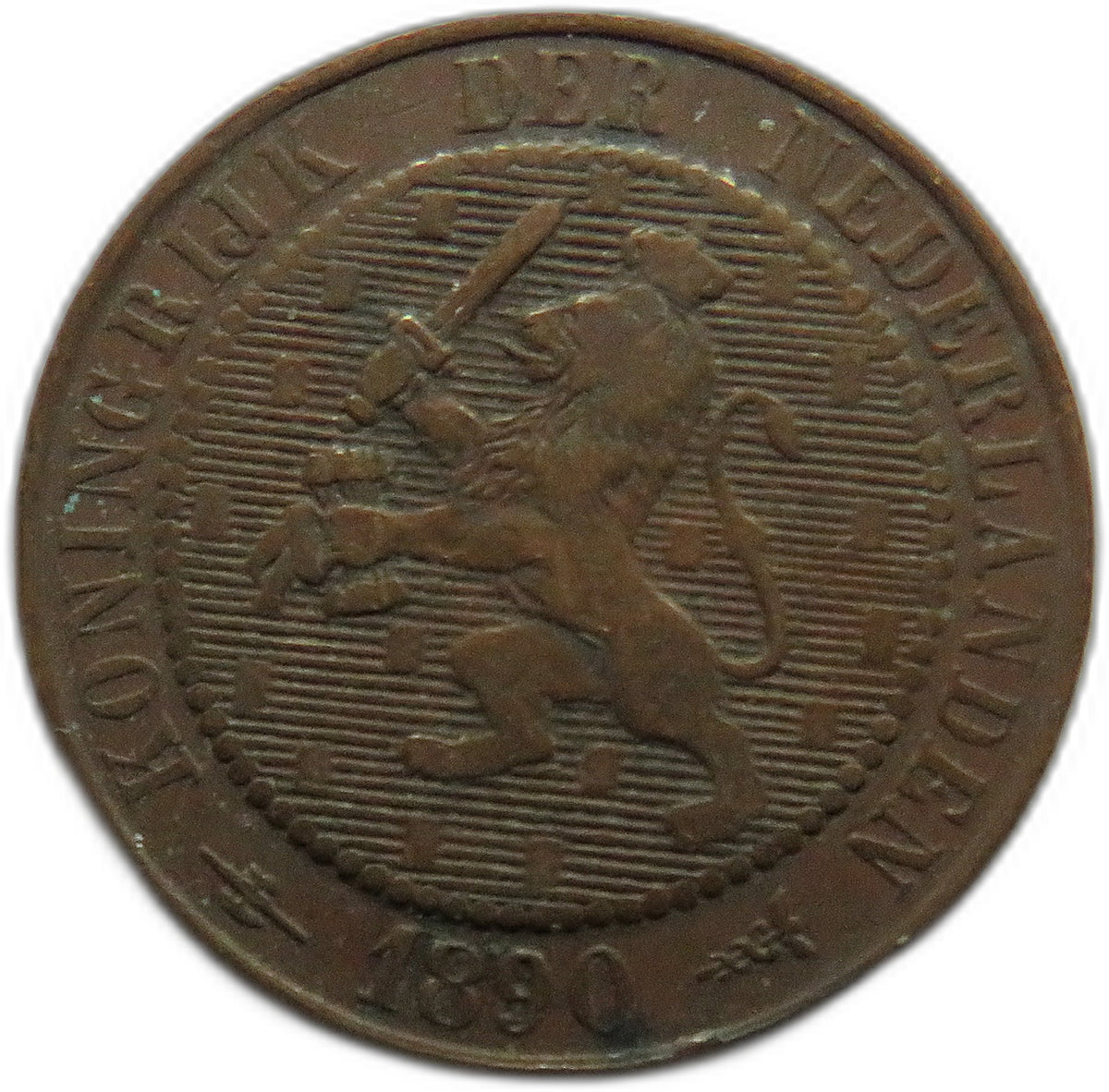 1890 Netherlands 2 & 1/2 Cents Coin