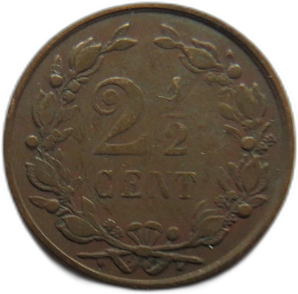 1890 Netherlands 2 & 1/2 Cents Coin