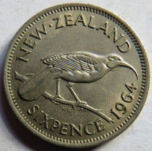 Load image into Gallery viewer, 1964 Queen Elizabeth II New Zealand Sixpence Coin
