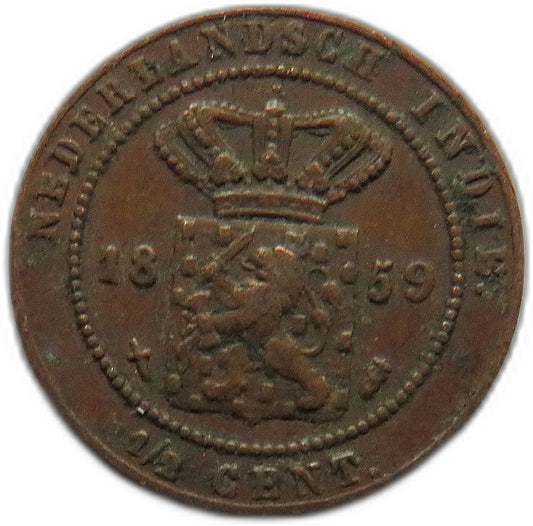 1859 Netherlands East Indies 1/2 Cent Coin