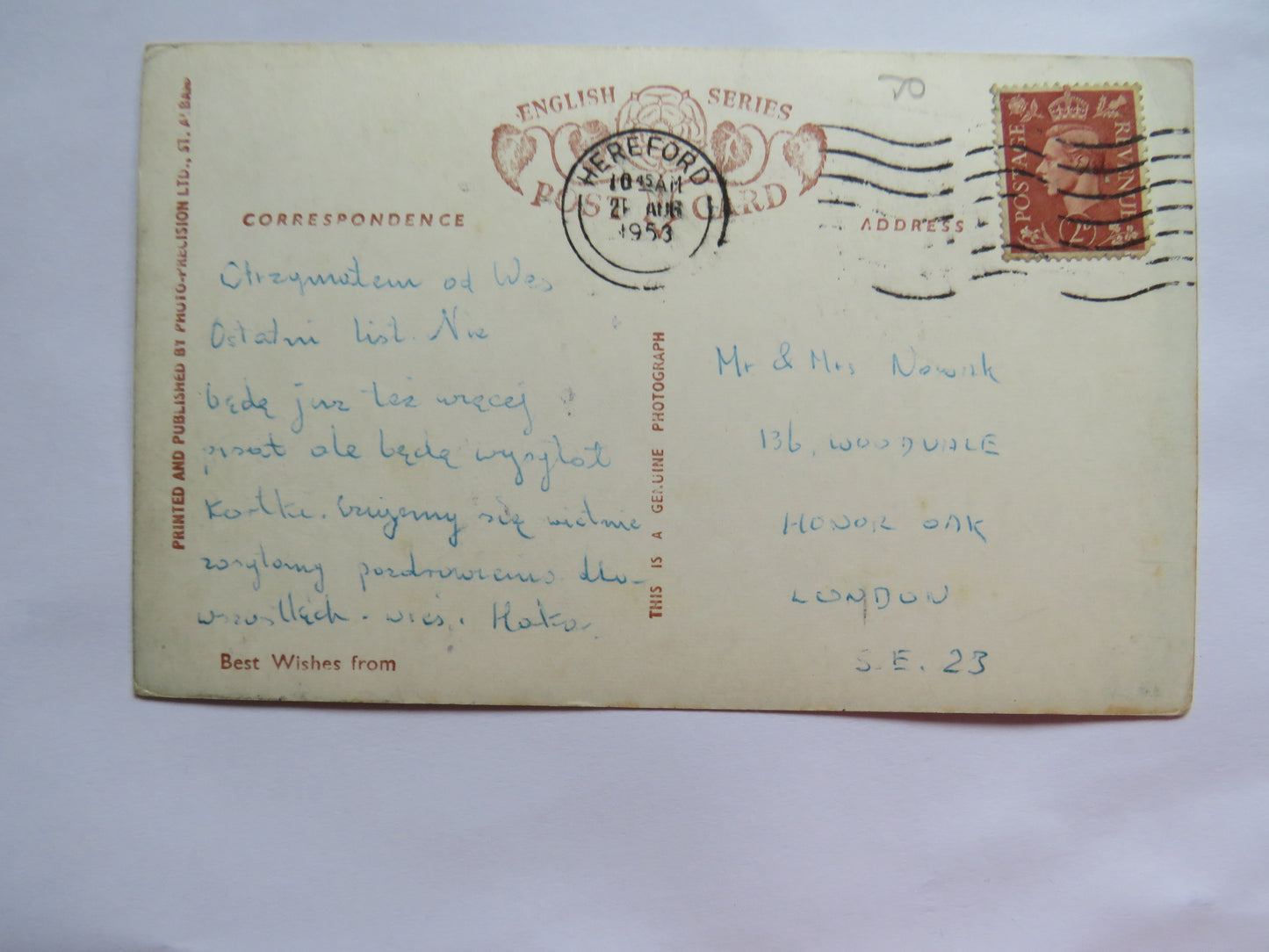 Vintage Postcard of Hereford 1953