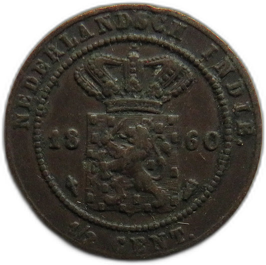 1860 Netherlands East Indies 1/2 Cent Coin