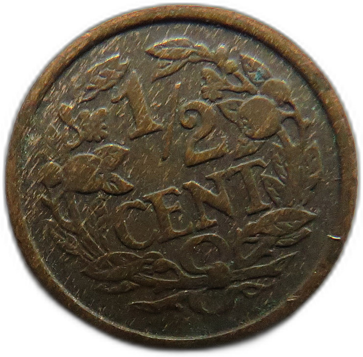 1917 Netherlands 1/2 Cent Coin