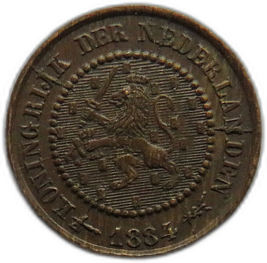 1884 Netherlands 1/2 Cent Coin