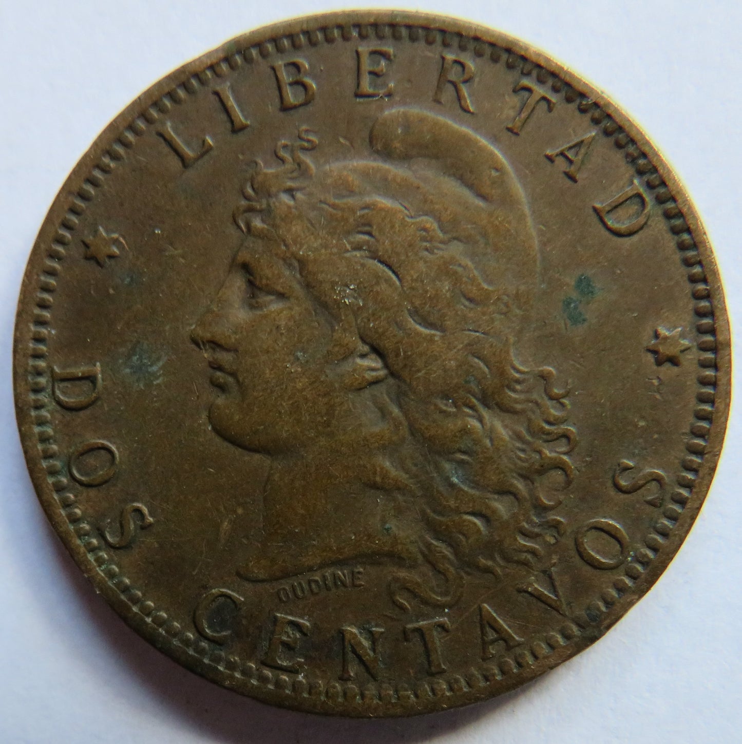 1884 Argentina 2 Centavos Coin