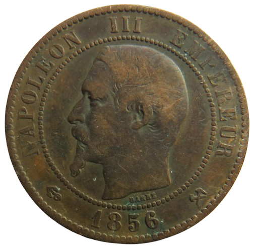 1856-B France Napoleon III 10 Centimes Coin