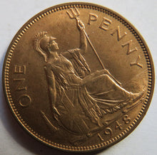 Load image into Gallery viewer, 1948 King George VI One Penny Coin High Grade Great Britain
