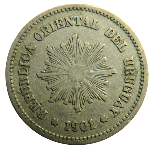 1901 Uruguay 5 Centesimos Coin