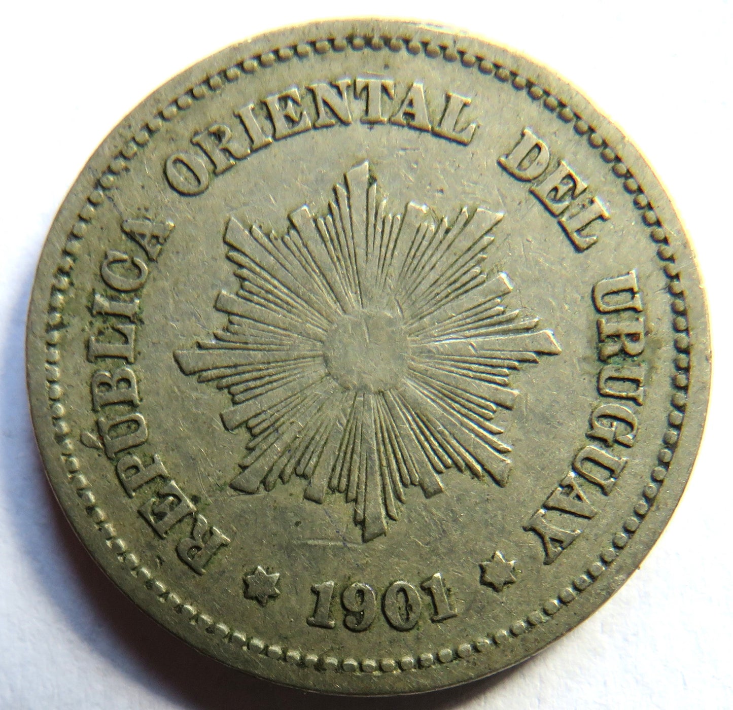 1901 Uruguay 5 Centesimos Coin