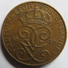 Load image into Gallery viewer, 1936 Sweden 5 Ore Coin
