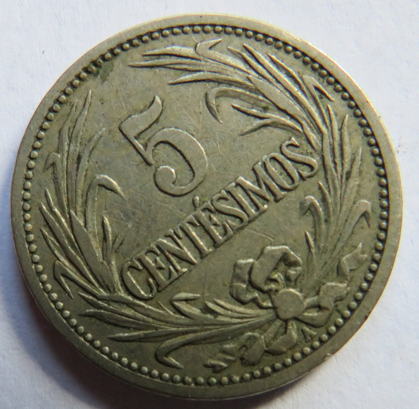 1901 Uruguay 5 Centesimos Coin
