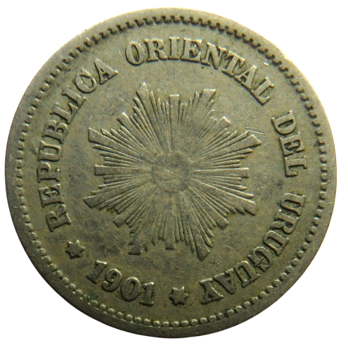 1901 Uruguay 5 Centesimos Coin