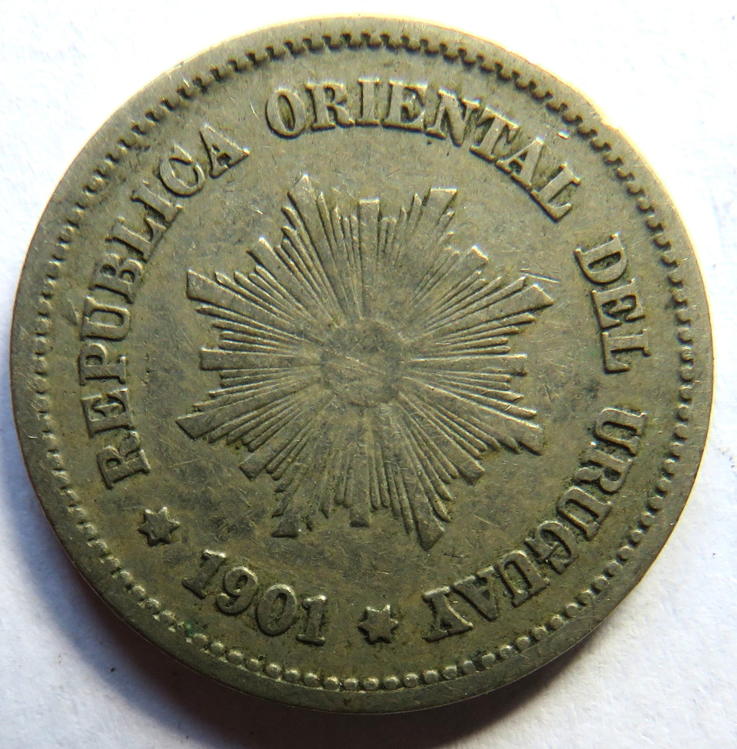 1901 Uruguay 5 Centesimos Coin