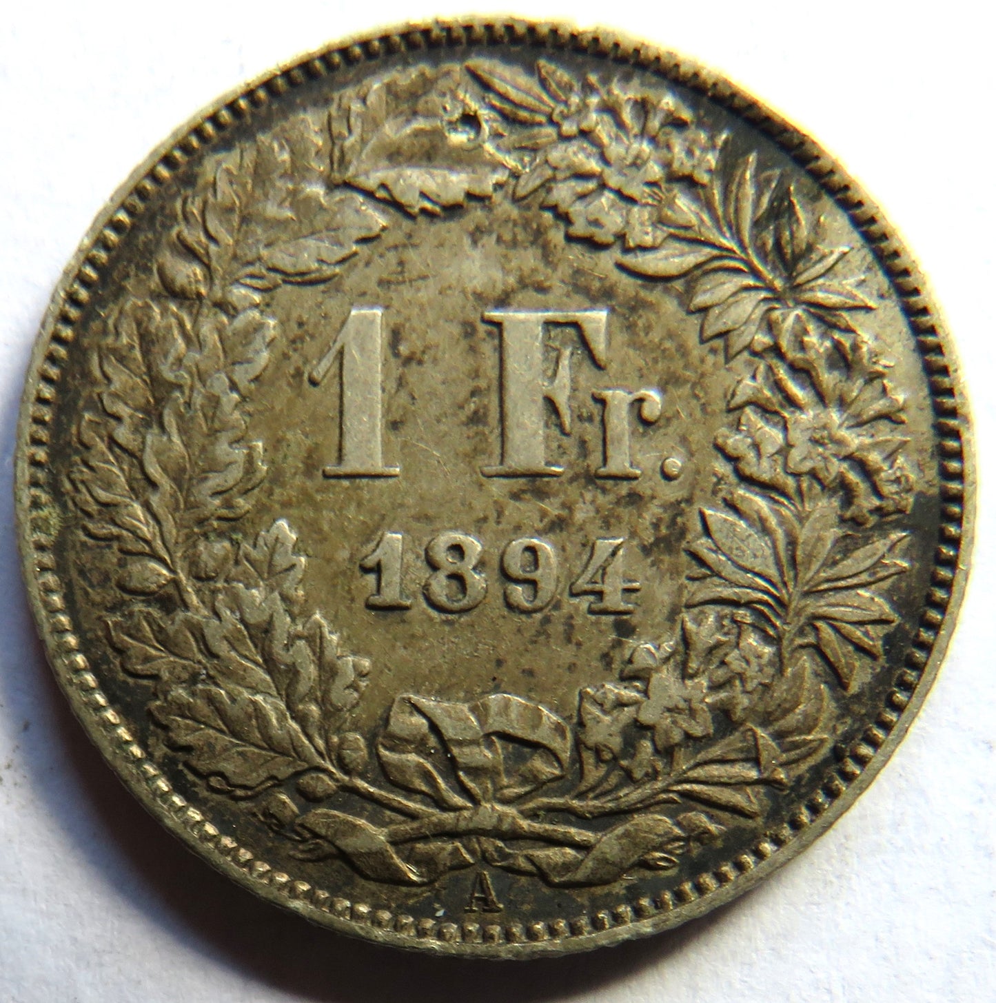 1894 Switzerland Silver One Franc Coin