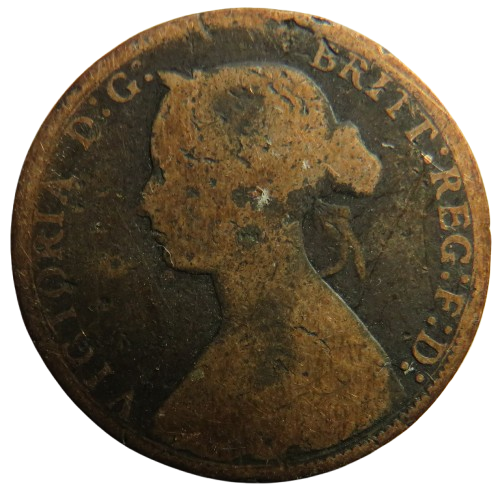 1872 Queen Victoria Halfpenny Coin - Great Britain