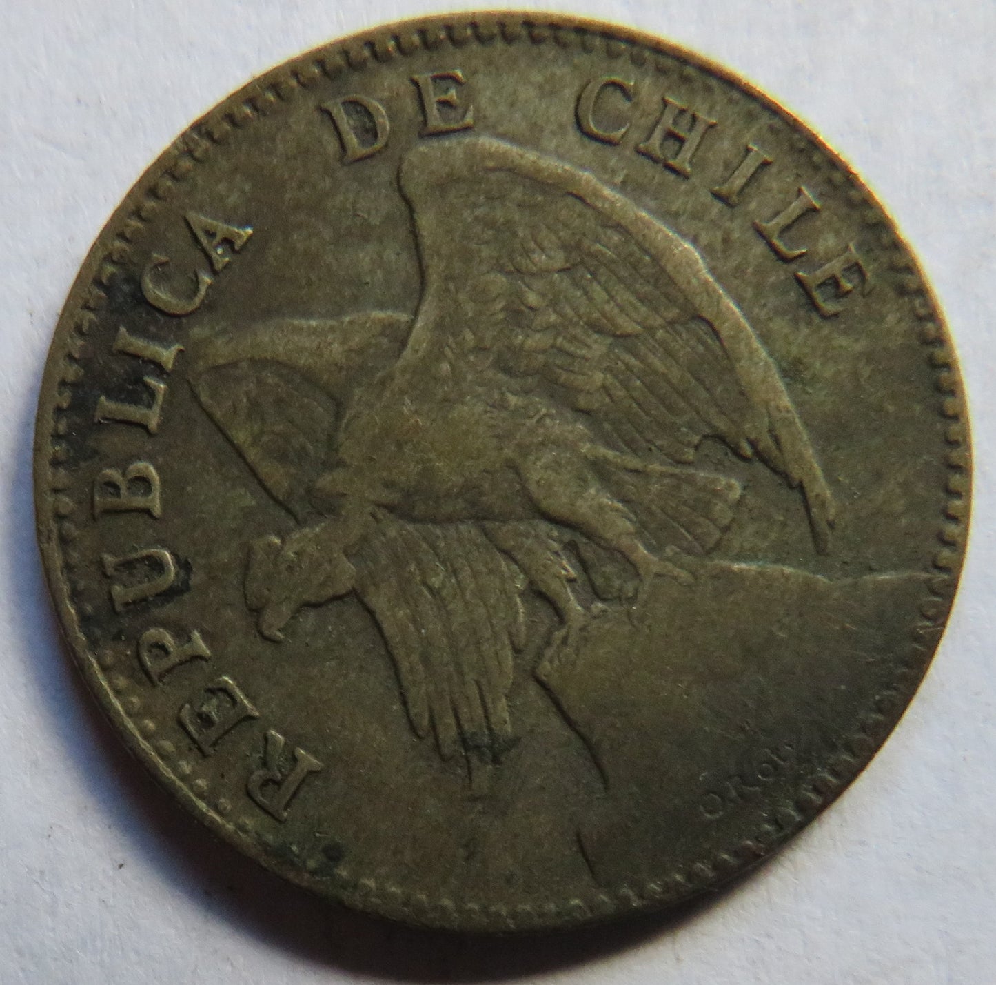 1908 Chile 20 Centavos Coin