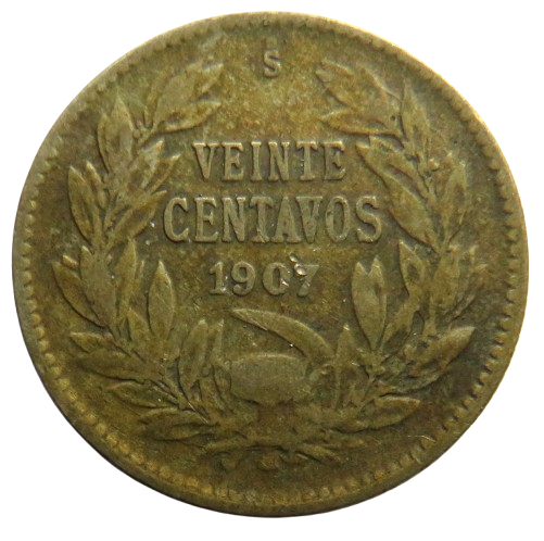 1907 Chile 20 Centavos Coin