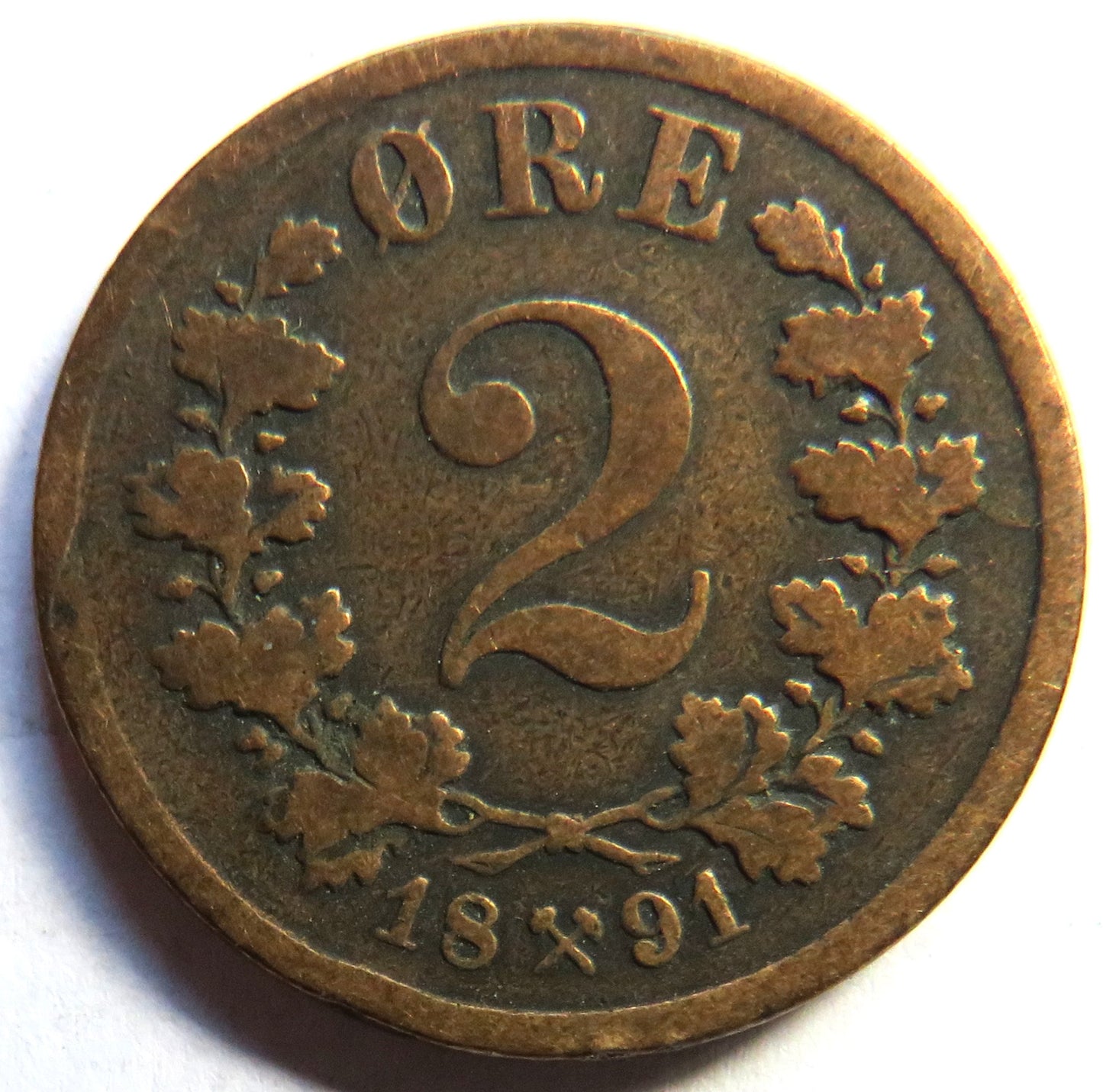 1891 Norway 2 Øre Coin