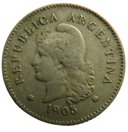 1905 Argentina 10 Centavos Coin